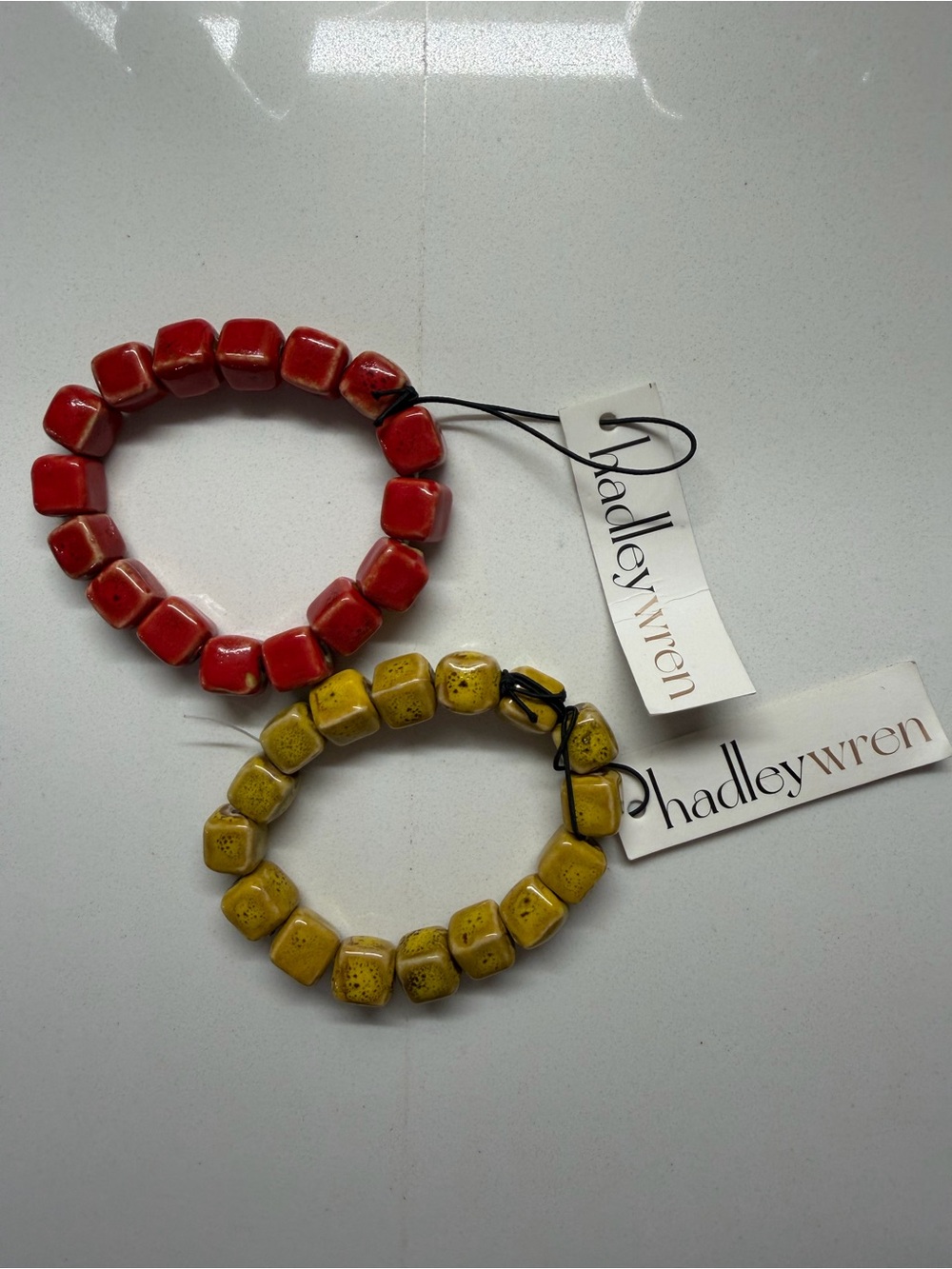 Hadleywren Beaded Stretch Bracelets - Red & Yellow